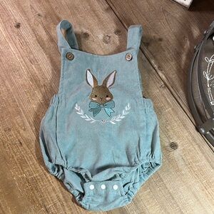 Kids Corduroy Bunny Romper - Teal